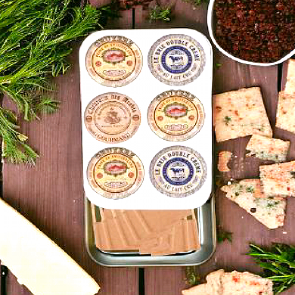 Antique Cheese Labels- The Gilded Home Vintage-Inspired Slider Tin with Cheese Flags